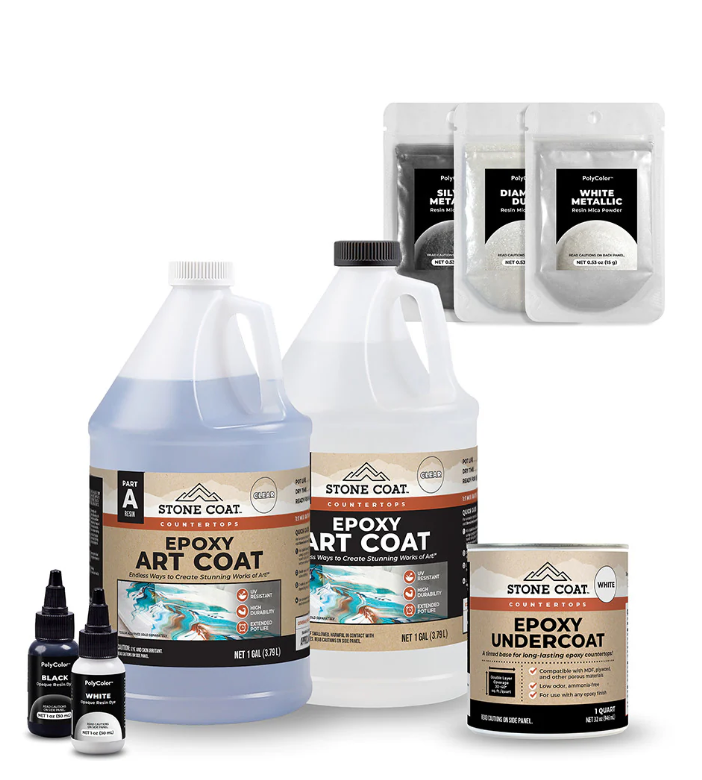 White Exotic Tones Epoxy Countertop Kit